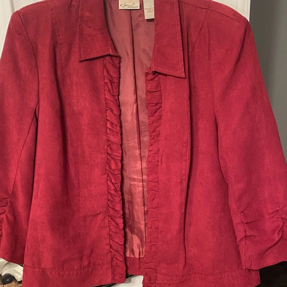 Red Ruffled Blazer - Picture 1 of 5